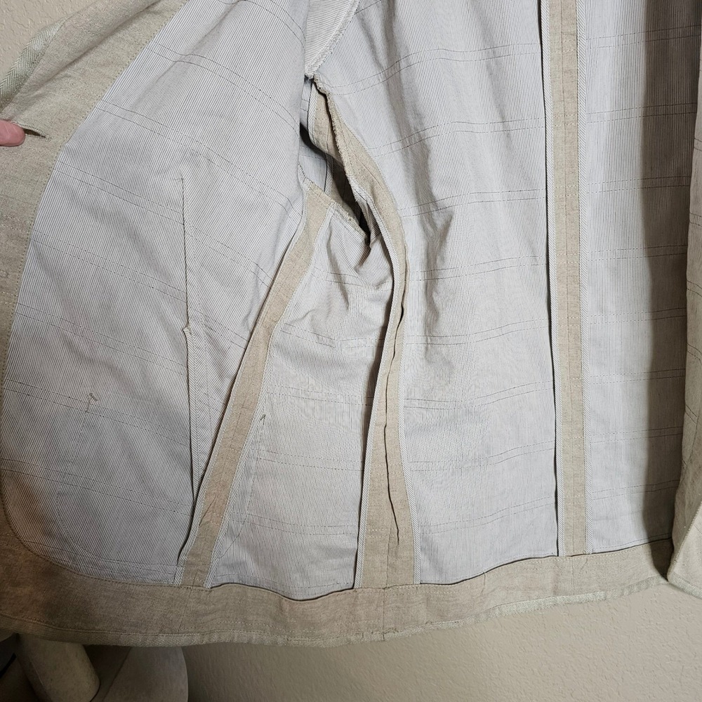 Rene Lezard Tan 100% Linen Quilted Blazer‎ Jacket Made in Germany Size 44 - Picture 12 of 13